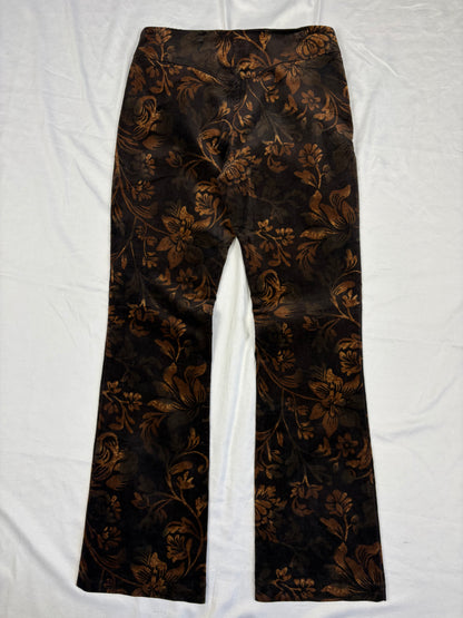 Vintage Cellophane Crushed Velvet Brown Bootcut Trousers (28x30)