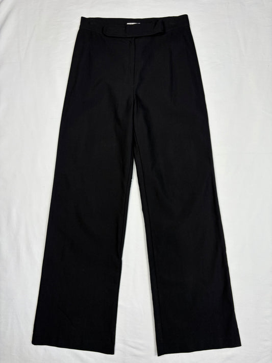 Vintage Madeleine 90s Technical Wide Leg Black Trousers (28x29)