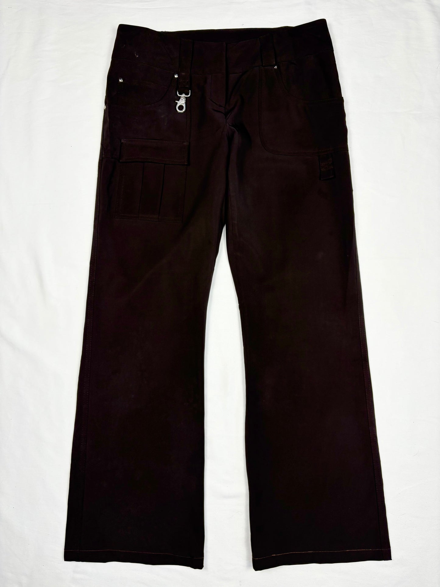 Vintage Italian Dark Brown Technical Wide Leg Trousers (34x30)