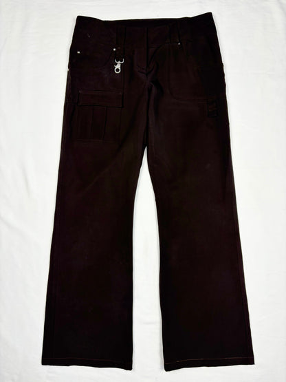 Vintage Italian Dark Brown Technical Wide Leg Trousers (34x30)