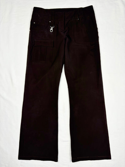 Vintage Italian Dark Brown Technical Wide Leg Trousers (34x30)