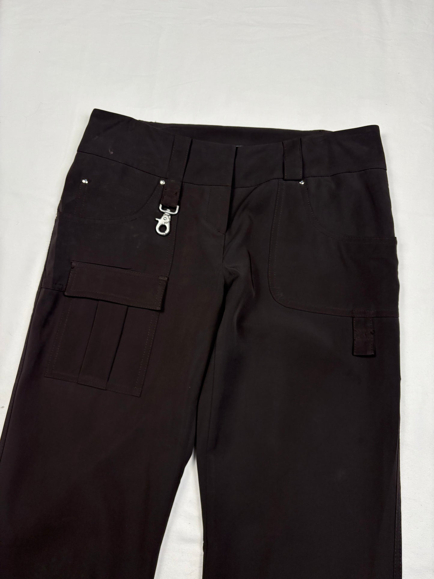 Vintage Italian Dark Brown Technical Wide Leg Trousers (34x30)