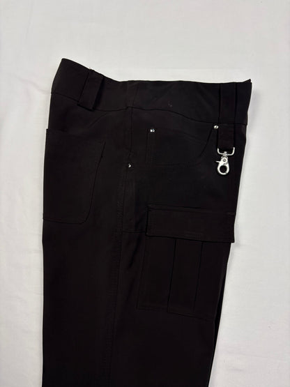 Vintage Italian Dark Brown Technical Wide Leg Trousers (34x30)