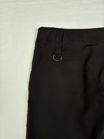 Vintage Italian Dark Brown Technical Wide Leg Trousers (34x30)