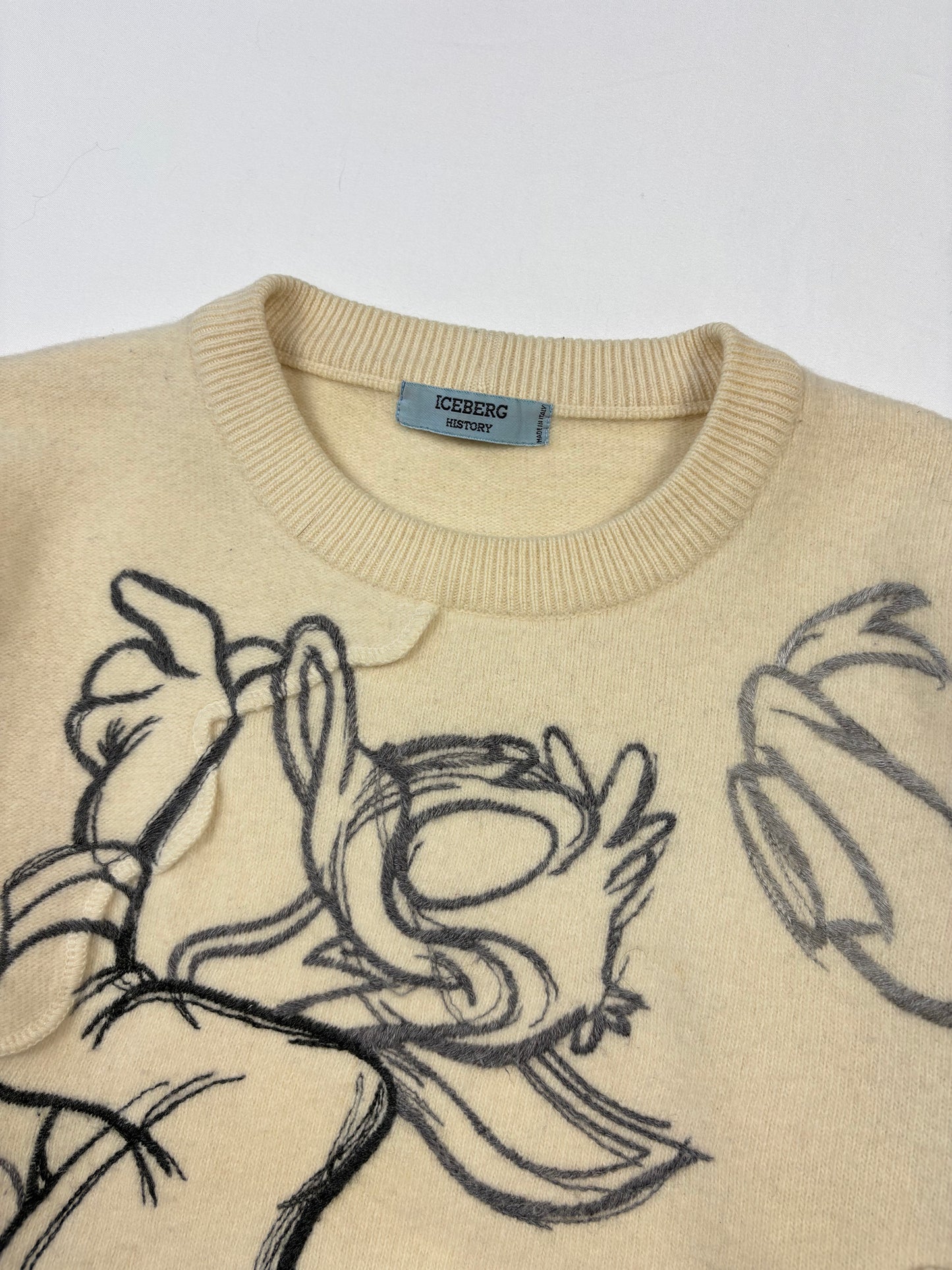 Vintage ICEBERG History x Disney Cream Wool Jumper (XL)
