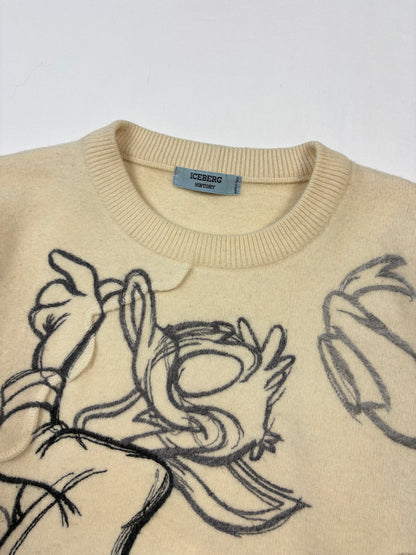 Vintage ICEBERG History x Disney Cream Wool Jumper (XL)