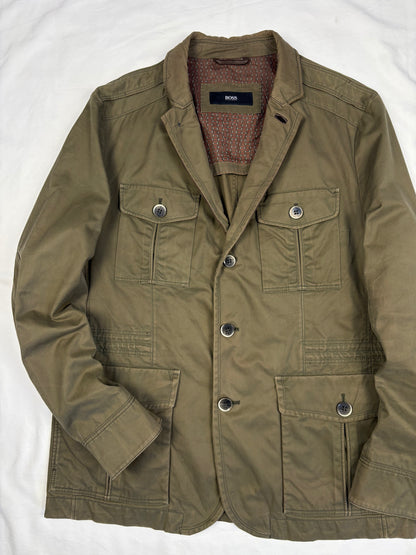 Vintage Hugo Boss Military Green Canvas Blazer Jacket (L)