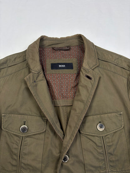Vintage Hugo Boss Military Green Canvas Blazer Jacket (L)