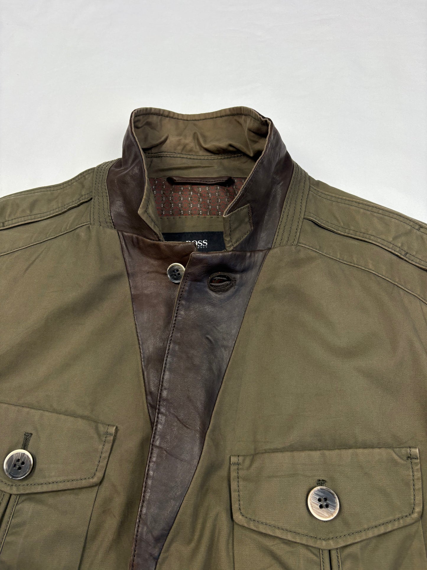 Vintage Hugo Boss Military Green Canvas Blazer Jacket (L)