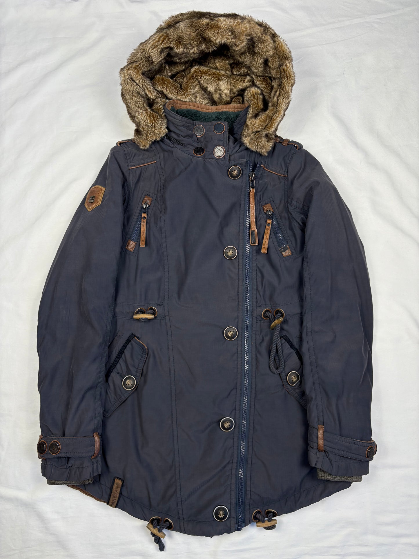 Naketano Asymmetrical Navy Blue Technical Winter Jacket (S)