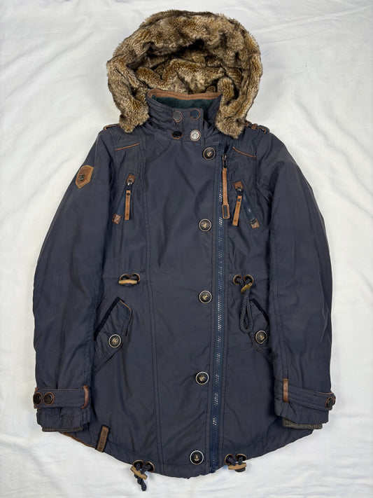 Naketano Asymmetrical Navy Blue Technical Winter Jacket (S)