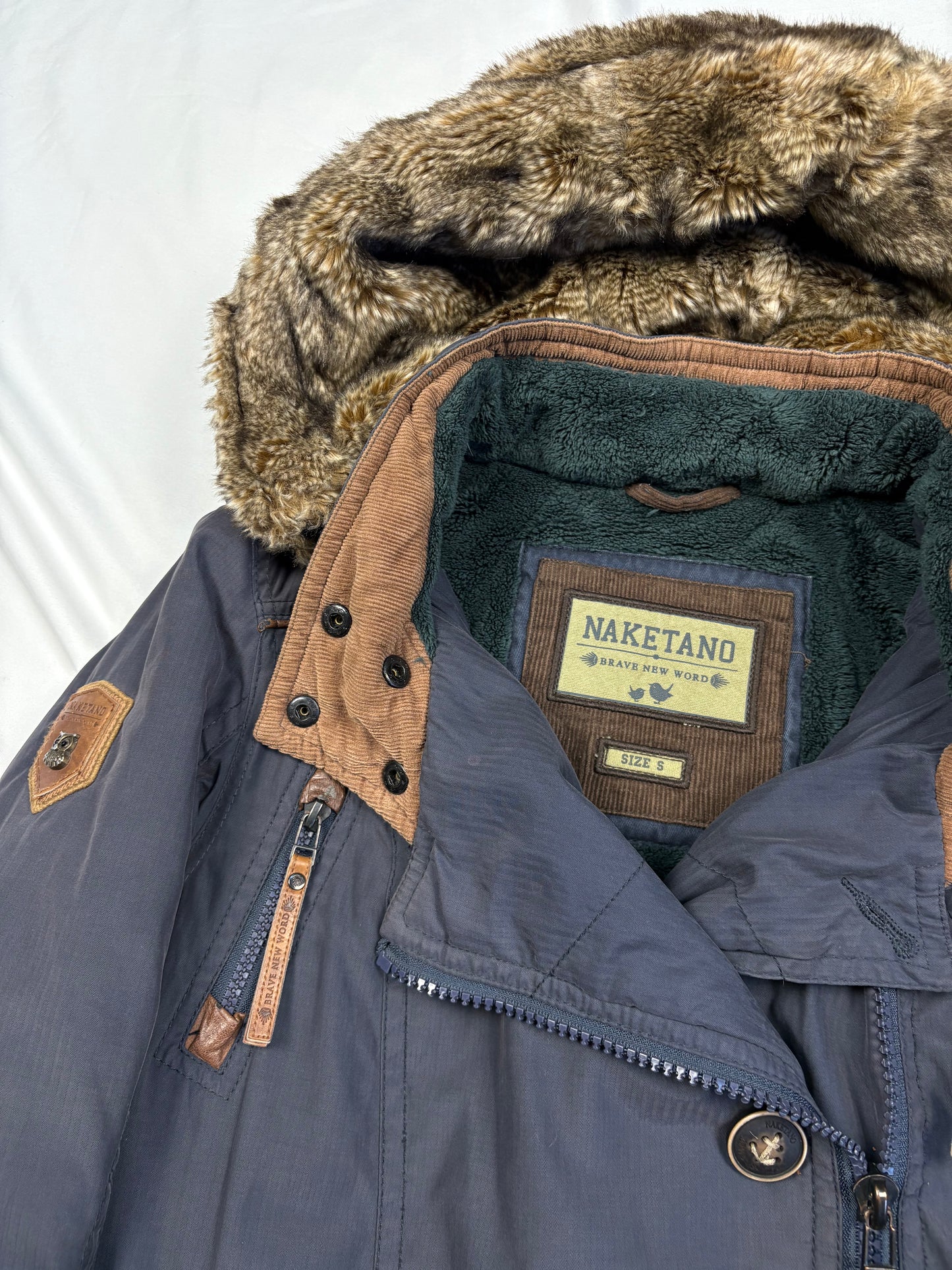 Naketano Asymmetrical Navy Blue Technical Winter Jacket (S)