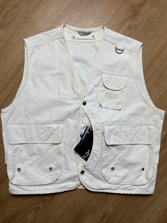 Levi's 90s White Duck Pocket Technical Canvas Vest (L)