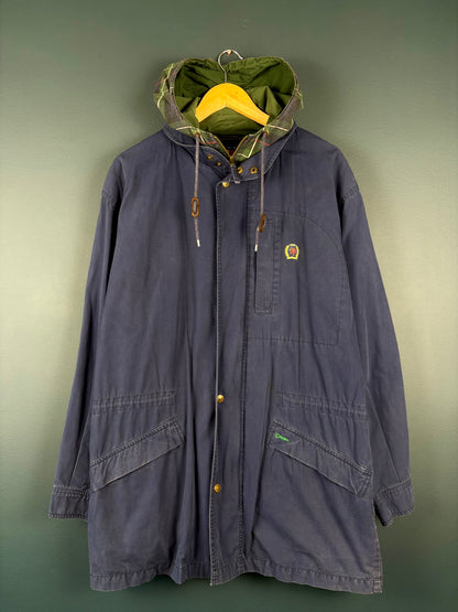 Vintage Tommy Hilfiger Dual Closure Plaid + Navy Parka Jacket (M)