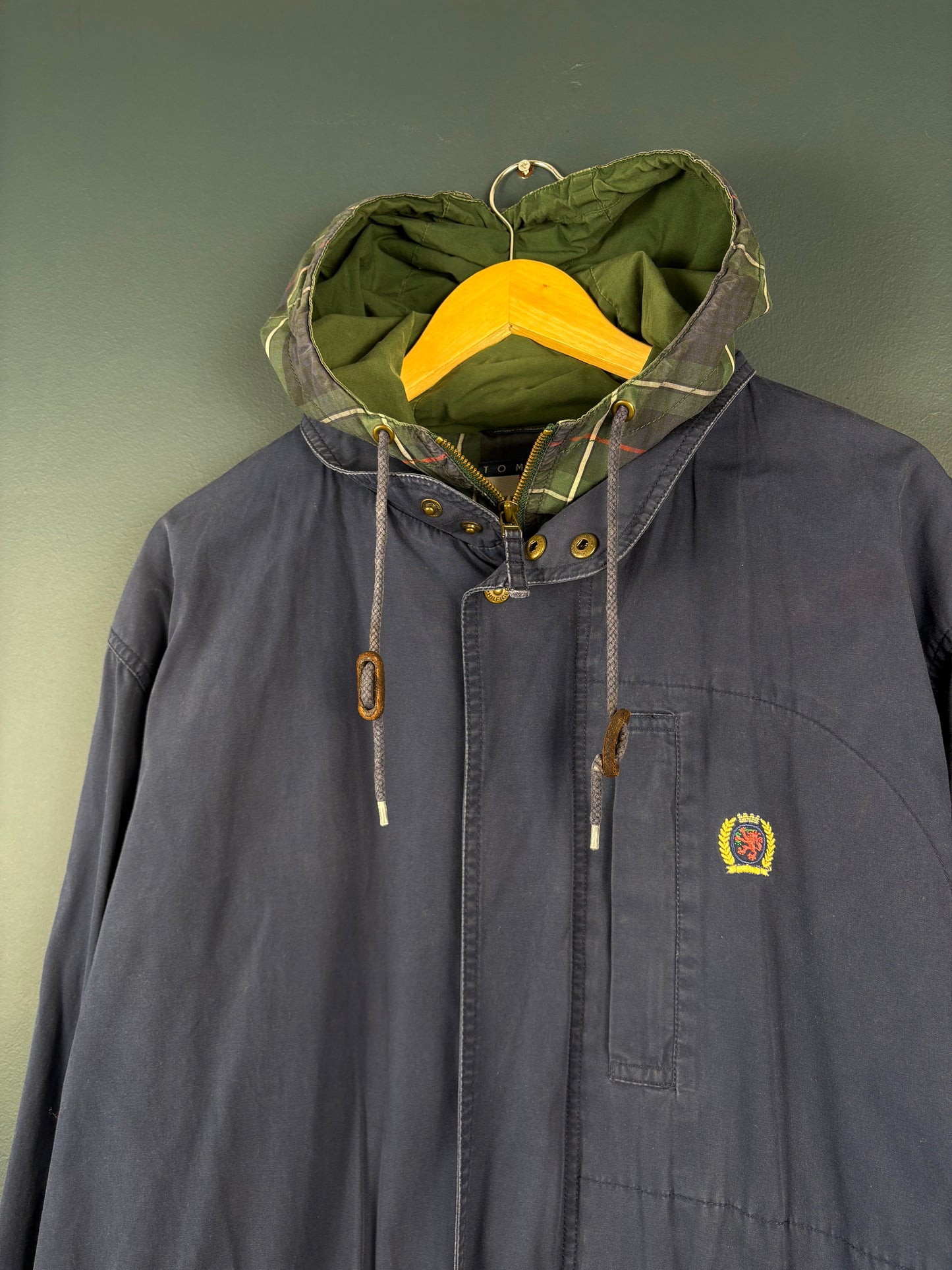 Vintage Tommy Hilfiger Dual Closure Plaid + Navy Parka Jacket (M)