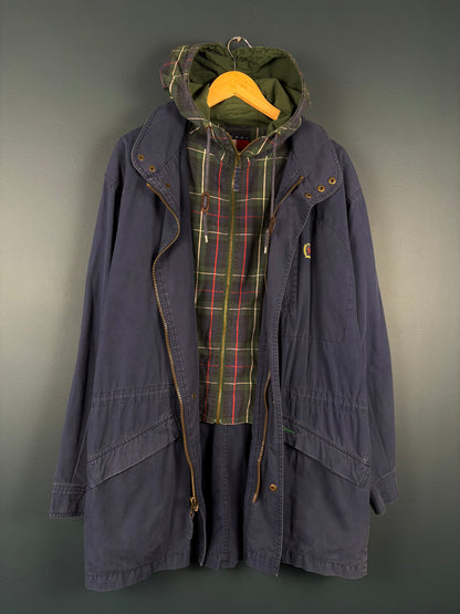 Vintage Tommy Hilfiger Dual Closure Plaid + Navy Parka Jacket (M)