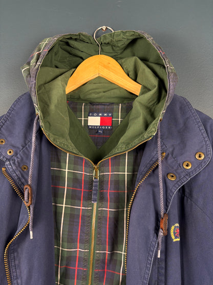 Vintage Tommy Hilfiger Dual Closure Plaid + Navy Parka Jacket (M)