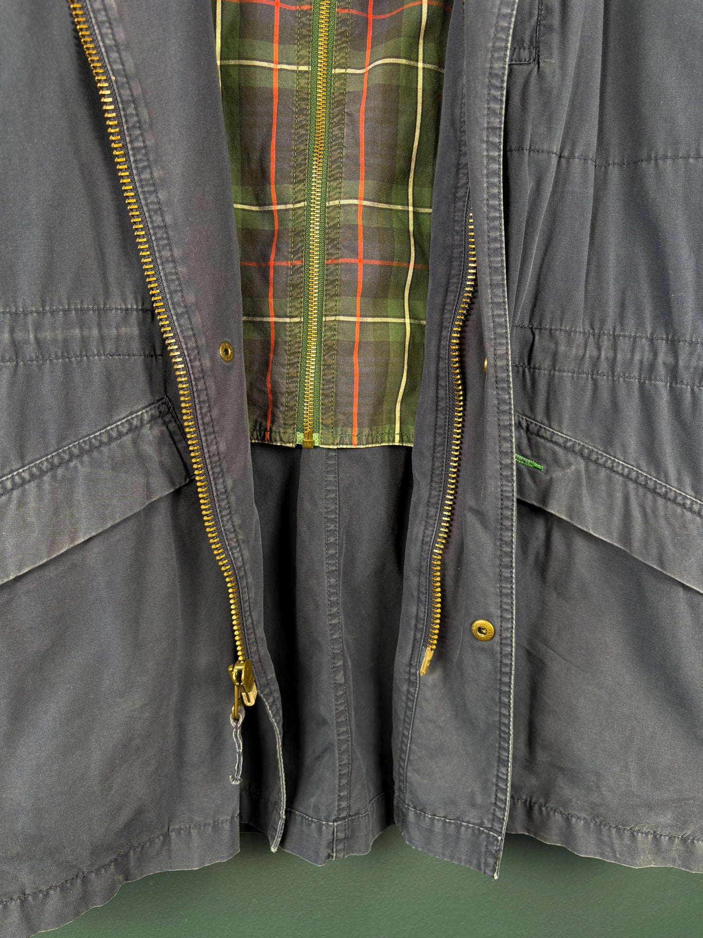 Vintage Tommy Hilfiger Dual Closure Plaid + Navy Parka Jacket (M)