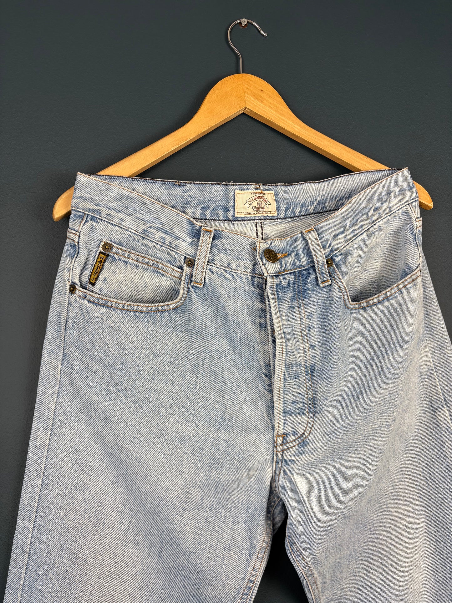 Vintage Armani Jeans Light Wash Denim Jeans (34w)