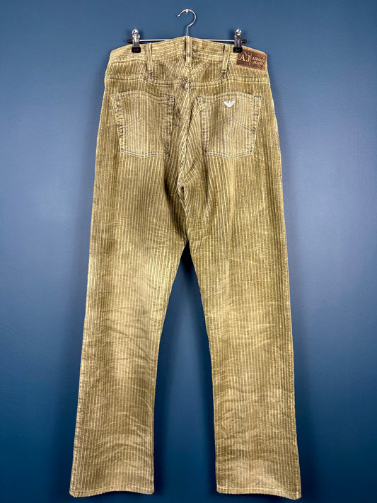 Vintage Armani Jeans Khaki Green Jumbo Corduroy Trousers (34w)