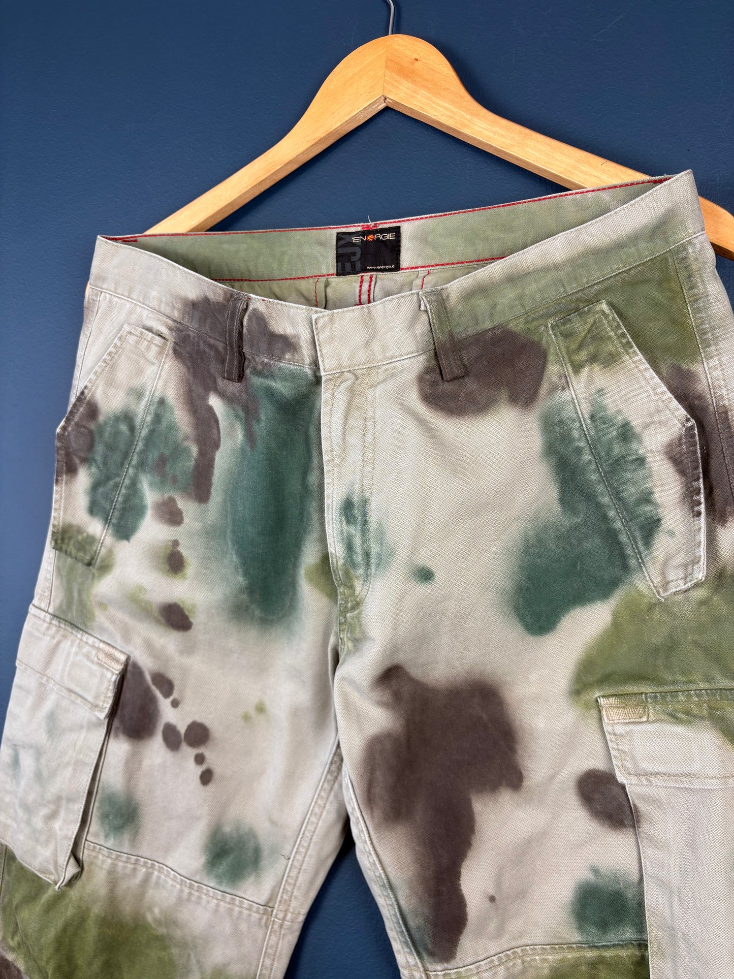 Vintage ENERGIE Paint Brush Camo Cargo Trousers (32w)