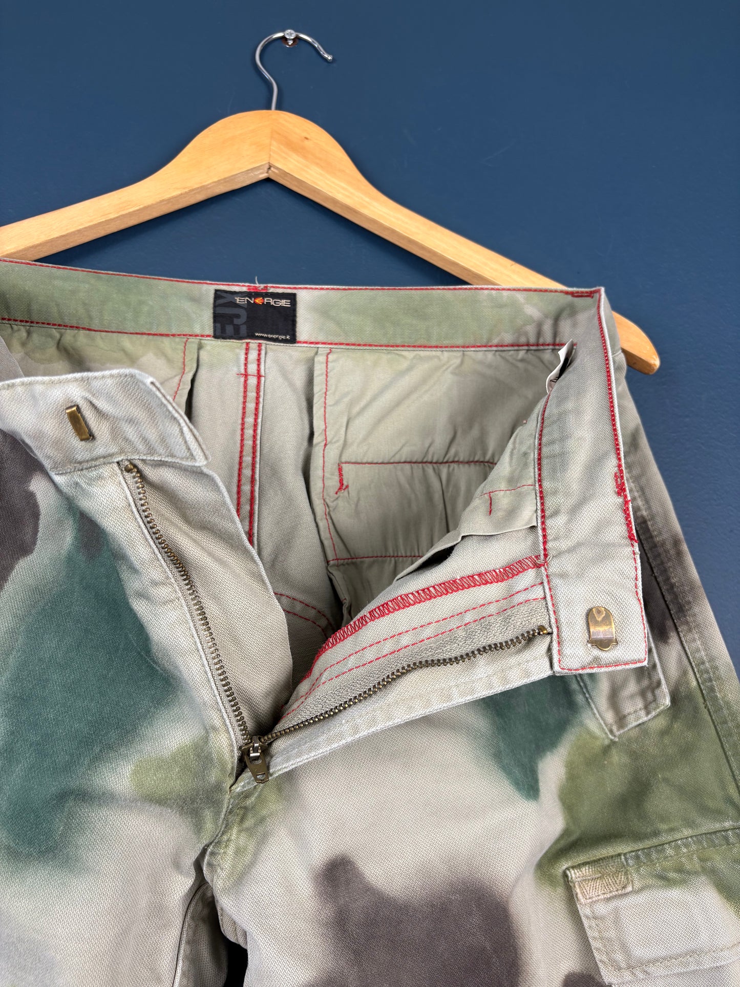 Vintage ENERGIE Paint Brush Camo Cargo Trousers (32w)