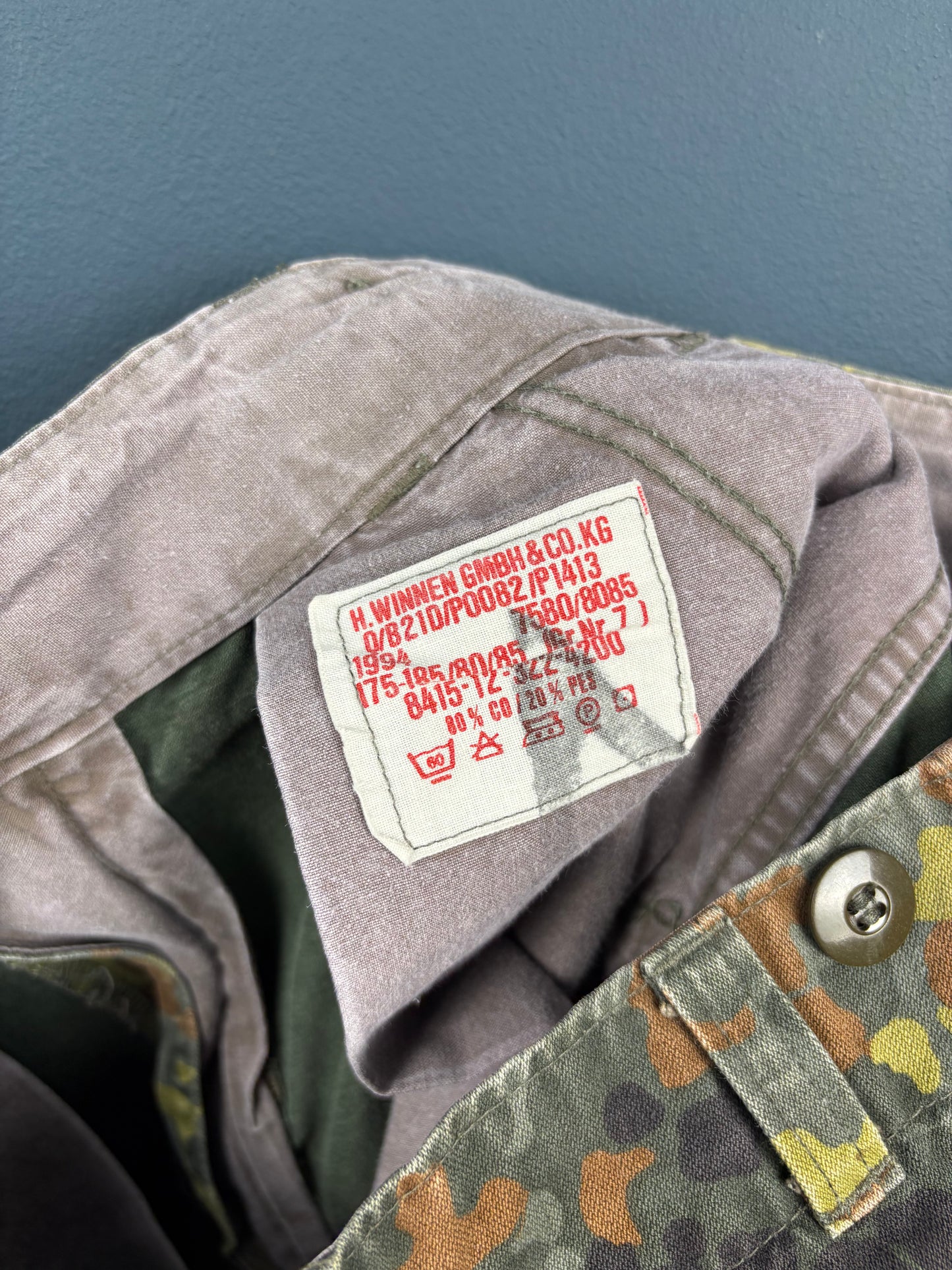 Vintage Flecktarn Camo 1994 Army Fatigue Trousers (32w)