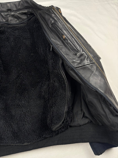 True Vintage 80s A-2 Fur Lined Black Aviator Leather Jacket (M)