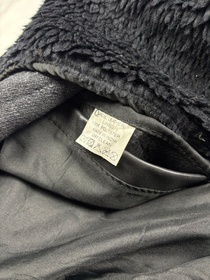 True Vintage 80s A-2 Fur Lined Black Aviator Leather Jacket (M)