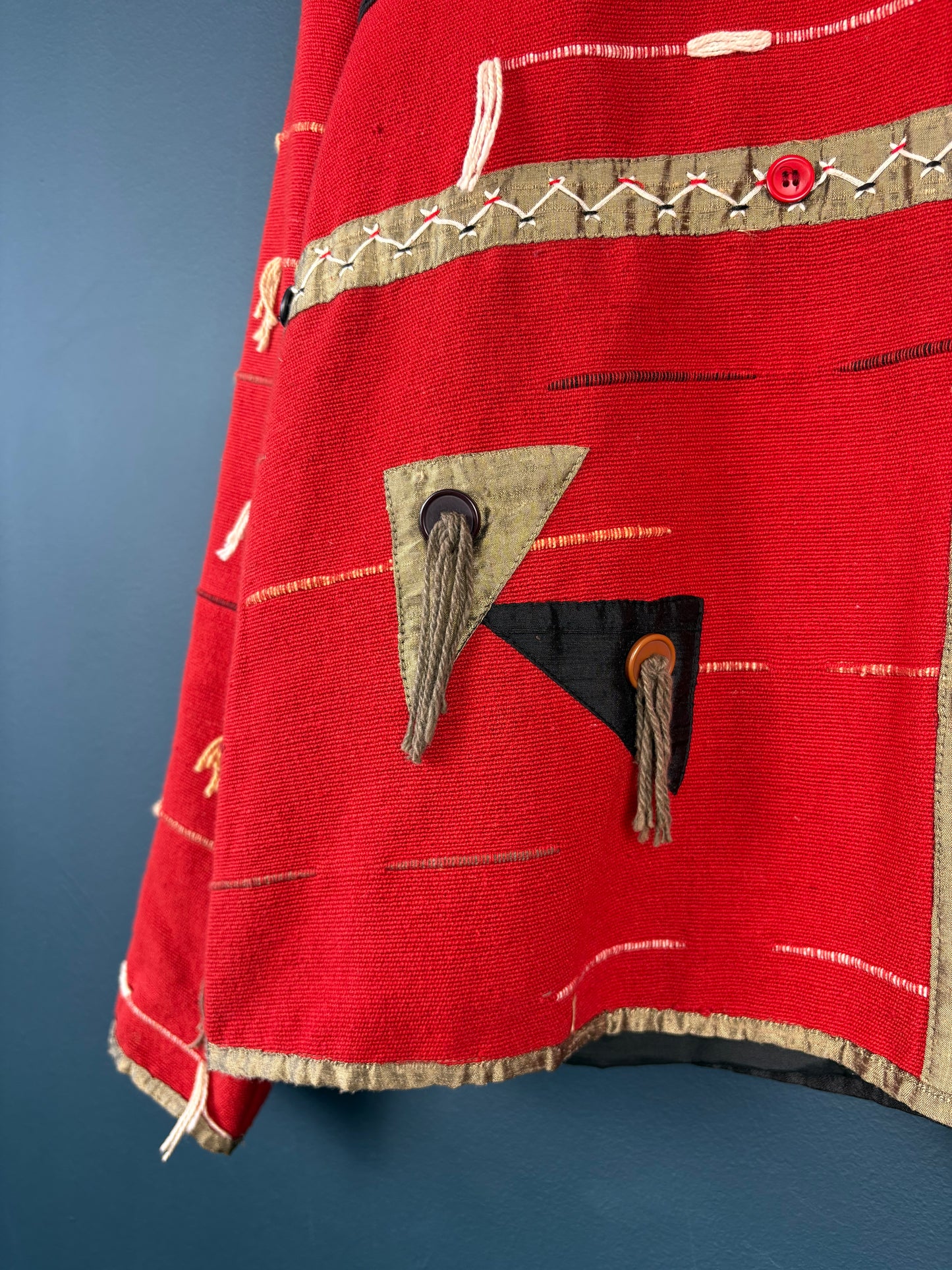 Vintage Orvis Artsian Tassel Red Cotton Jacket (L)