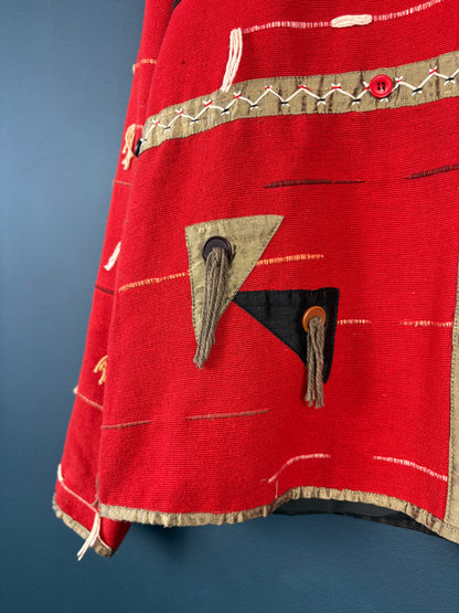 Vintage Orvis Artsian Tassel Red Cotton Jacket (L)