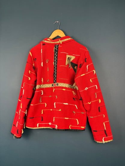 Vintage Orvis Artsian Tassel Red Cotton Jacket (L)