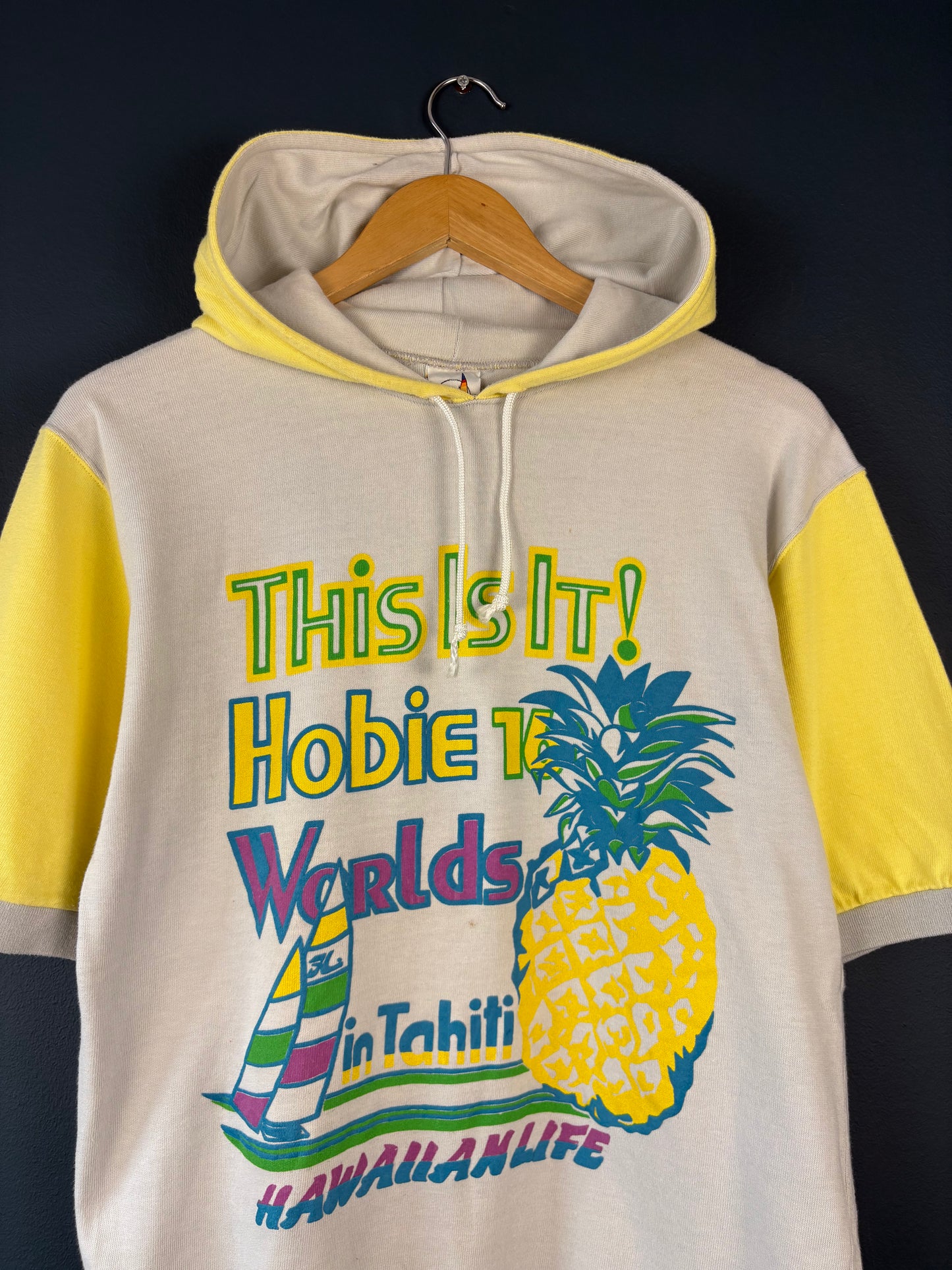 Vintage Hobie 80s USA Made Shortsleeve Hoodie  (M)