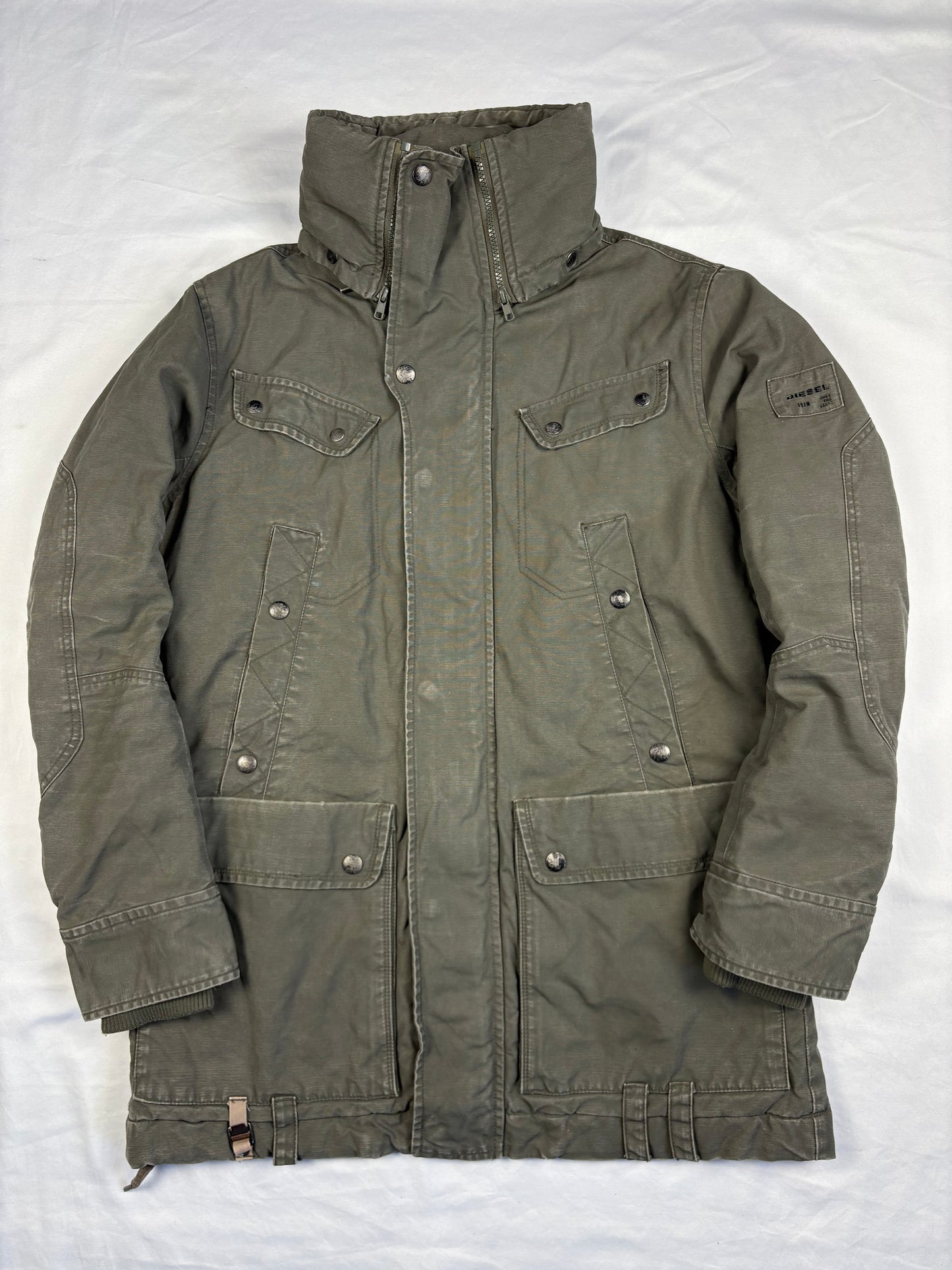 Vintage Diesel Industry Khaki Green Workwear Parka Jacket (L)