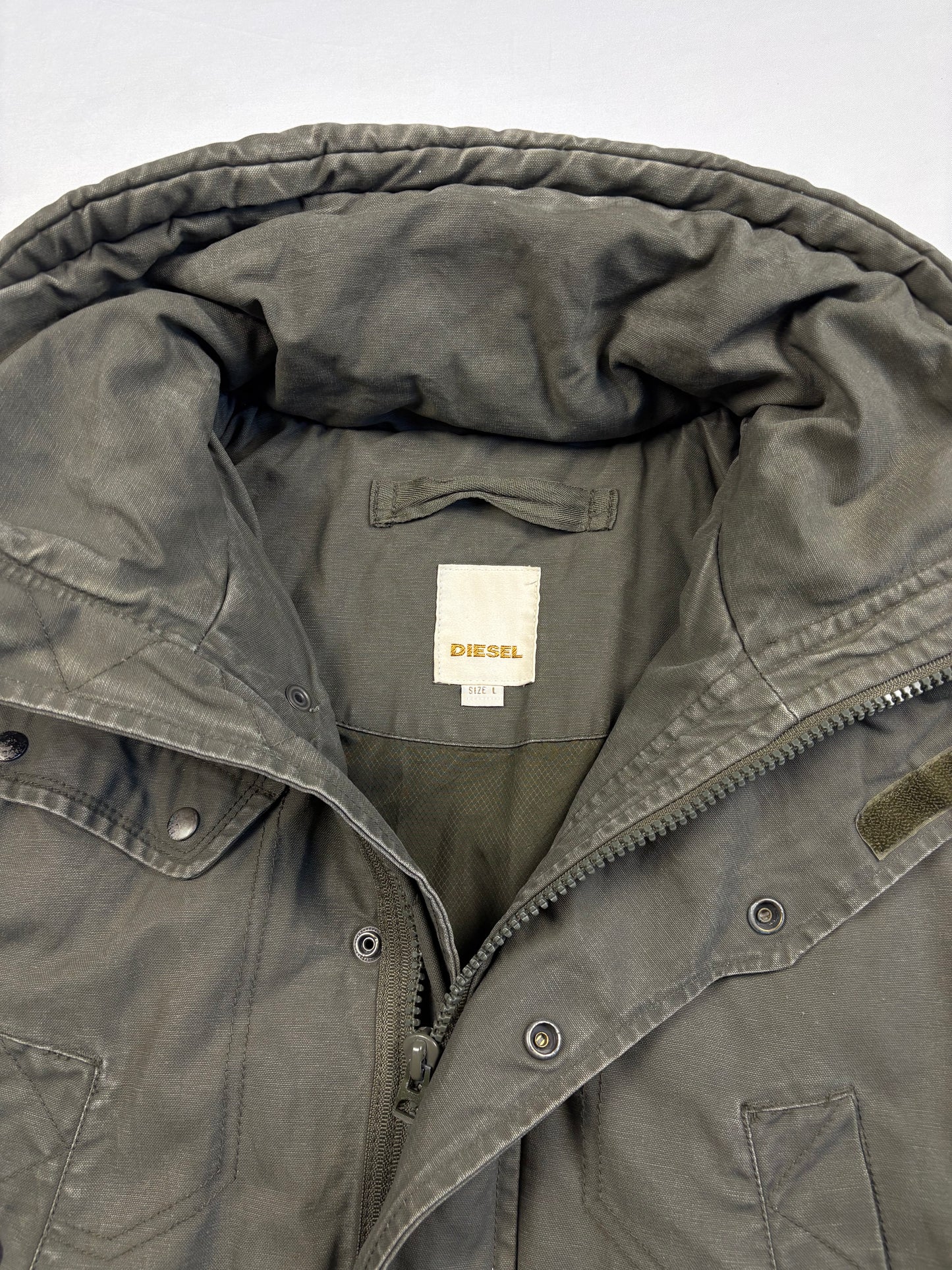 Vintage Diesel Industry Khaki Green Workwear Parka Jacket (L)