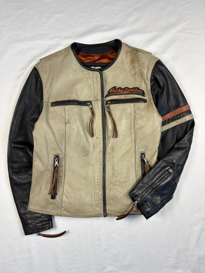 Vintage Harley Davidson Buttery Leather Cream Biker Jacket (women's M)