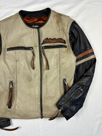 Vintage Harley Davidson Buttery Leather Cream Biker Jacket (women's M)