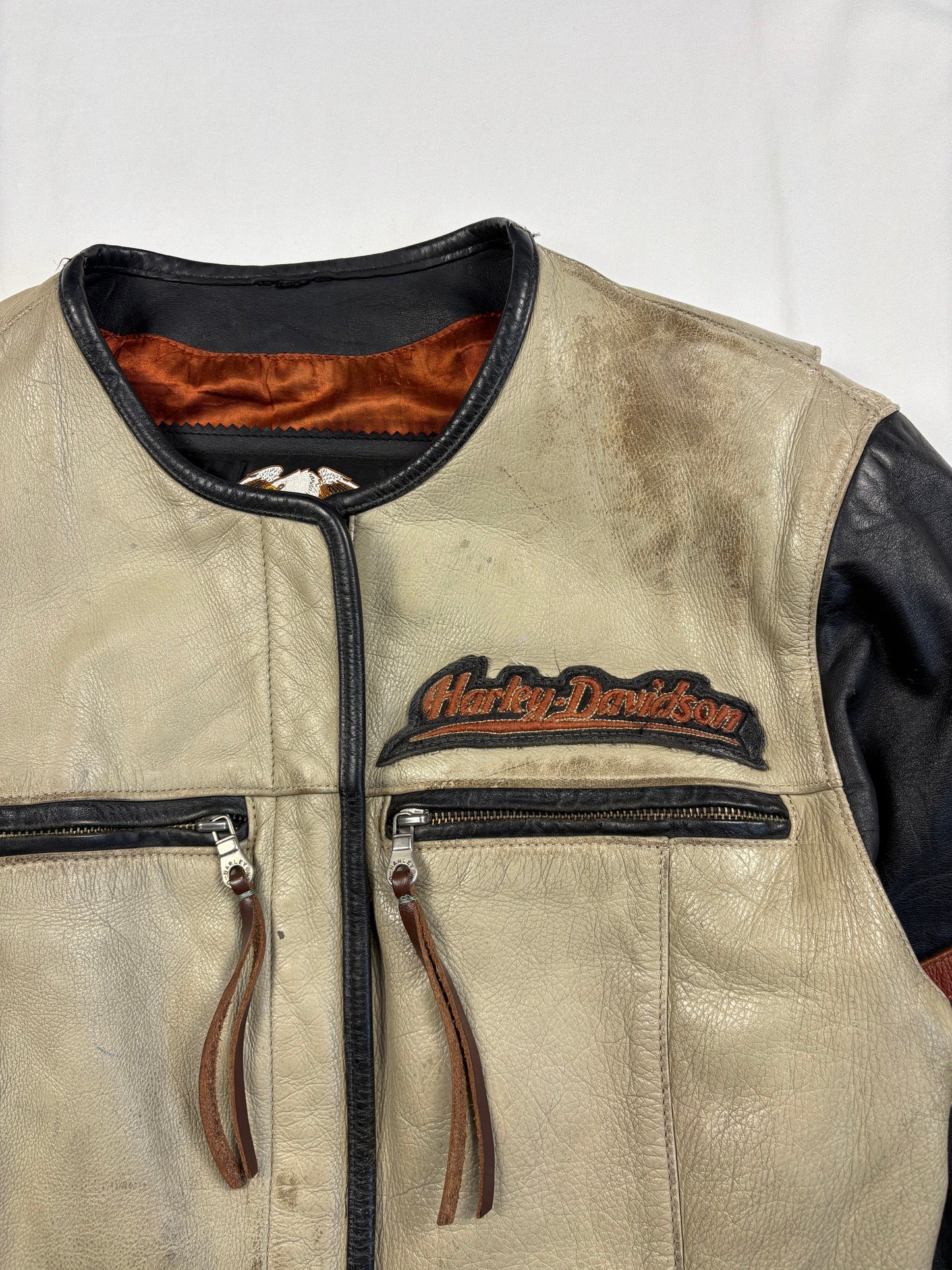 Vintage Harley Davidson Buttery Leather Cream Biker Jacket (women's M)