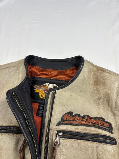 Vintage Harley Davidson Buttery Leather Cream Biker Jacket (women's M)