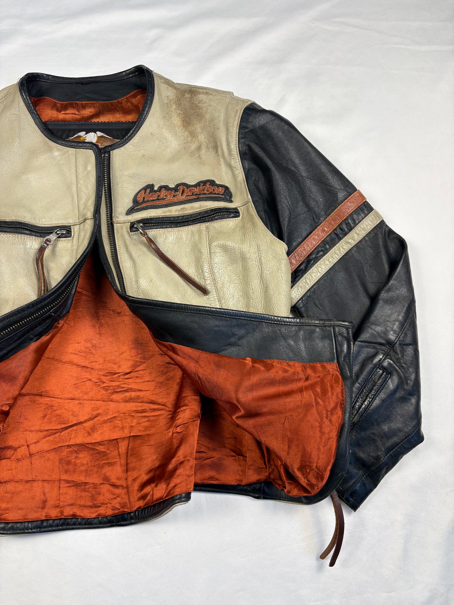 Vintage Harley Davidson Buttery Leather Cream Biker Jacket (women's M)