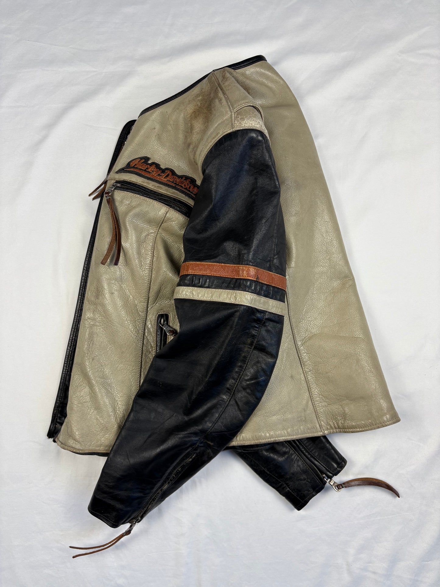 Vintage Harley Davidson Buttery Leather Cream Biker Jacket (women's M)