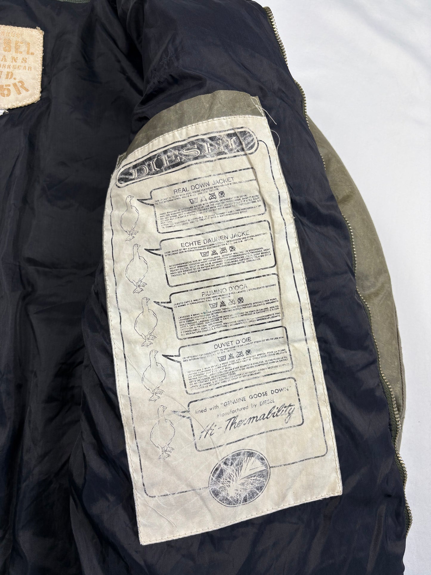 Vintage Diesel Industry Khaki Green Goose Down Jacket (M)