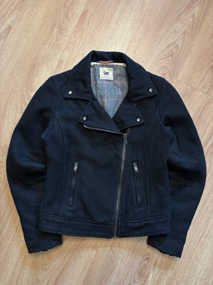 Lee Workwear 90s Black Wool Asymmetrical Jacket (women's S)