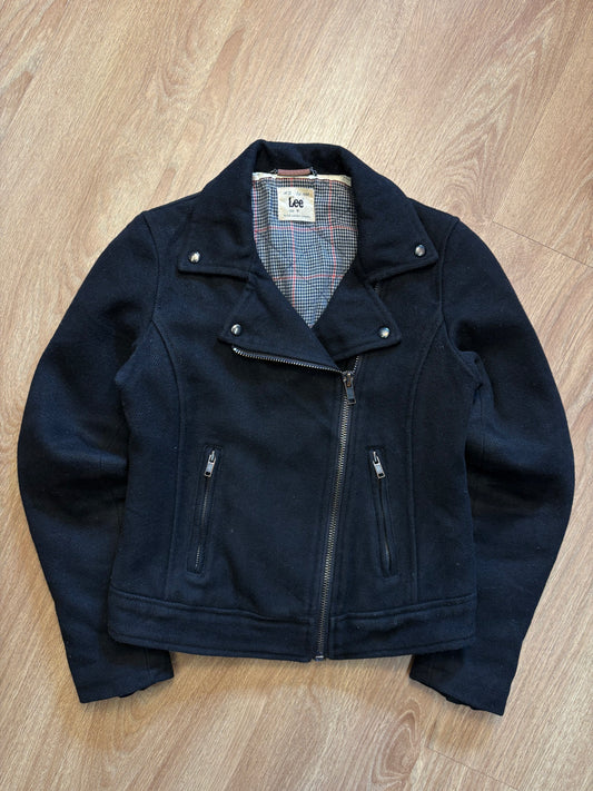 Lee Workwear 90s Black Wool Asymmetrical Jacket (women's S)
