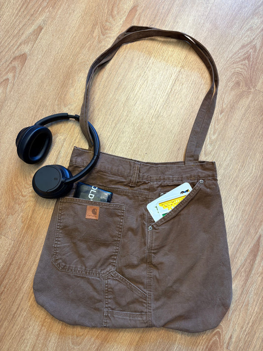 Carhartt Reworked Cargo Pocket Brown Tote Bag
