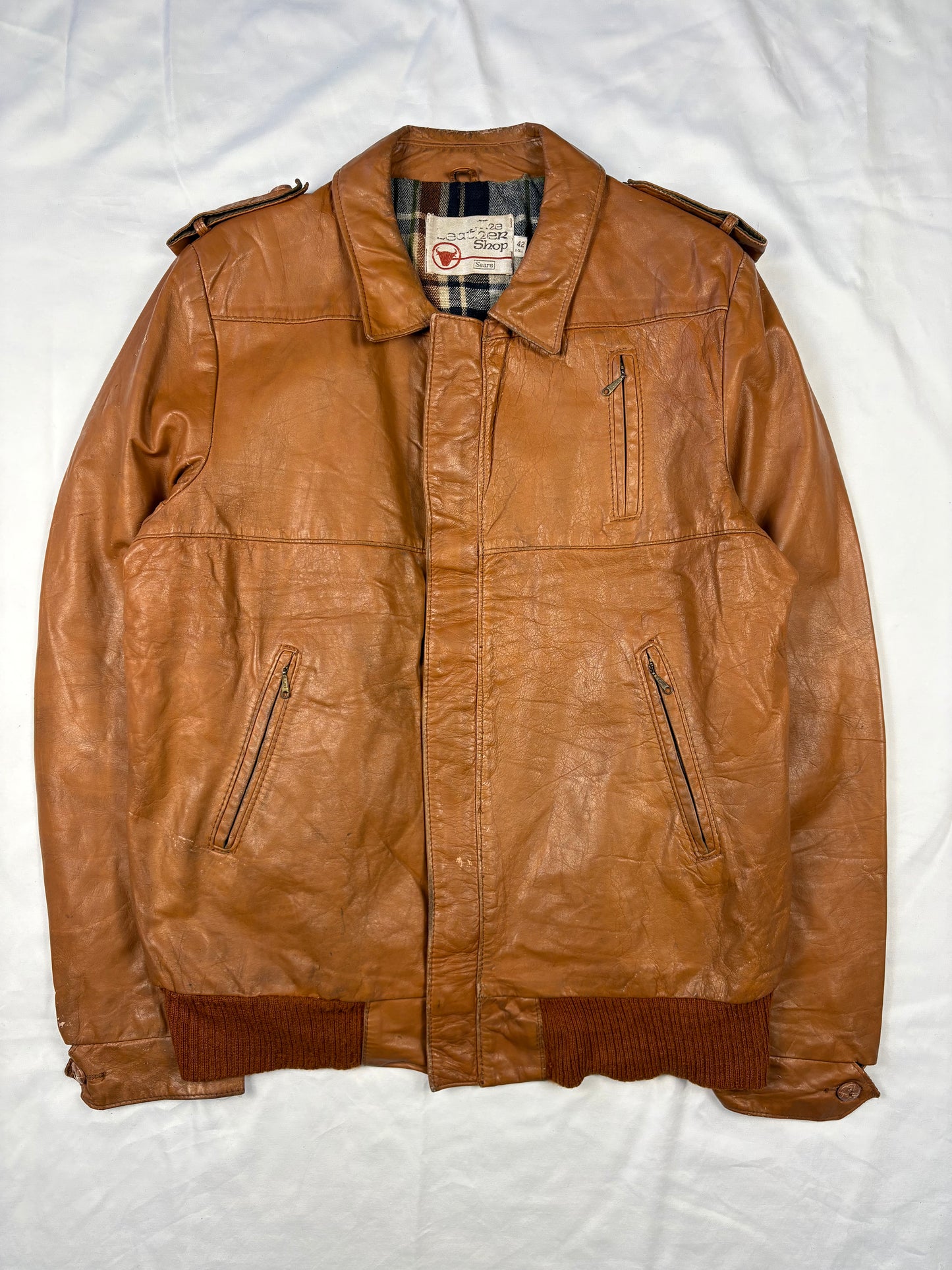True Vintage 70s Sears Orange Leather Jacket (M)