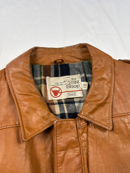True Vintage 70s Sears Orange Leather Jacket (M)