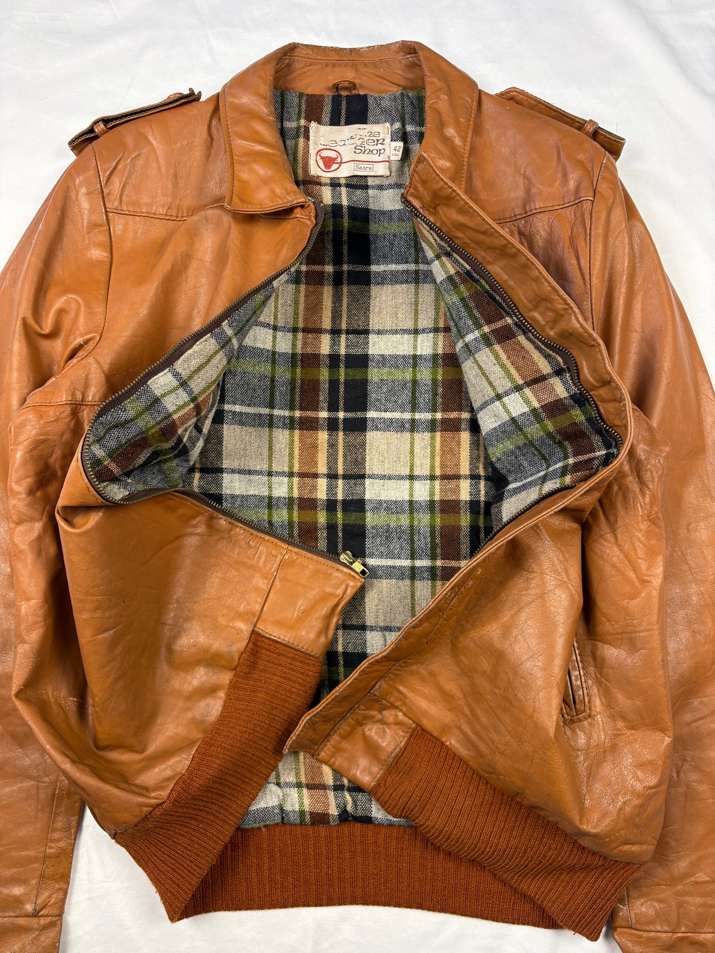 True Vintage 70s Sears Orange Leather Jacket (M)