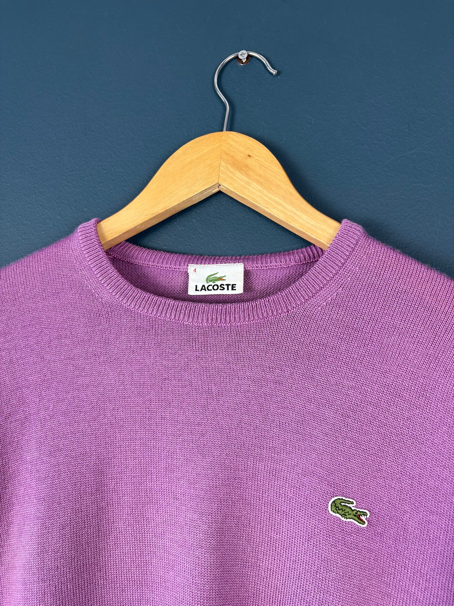 Vintage Lacoste Chemise 90s Lilac Purple Knit Jumper (L)
