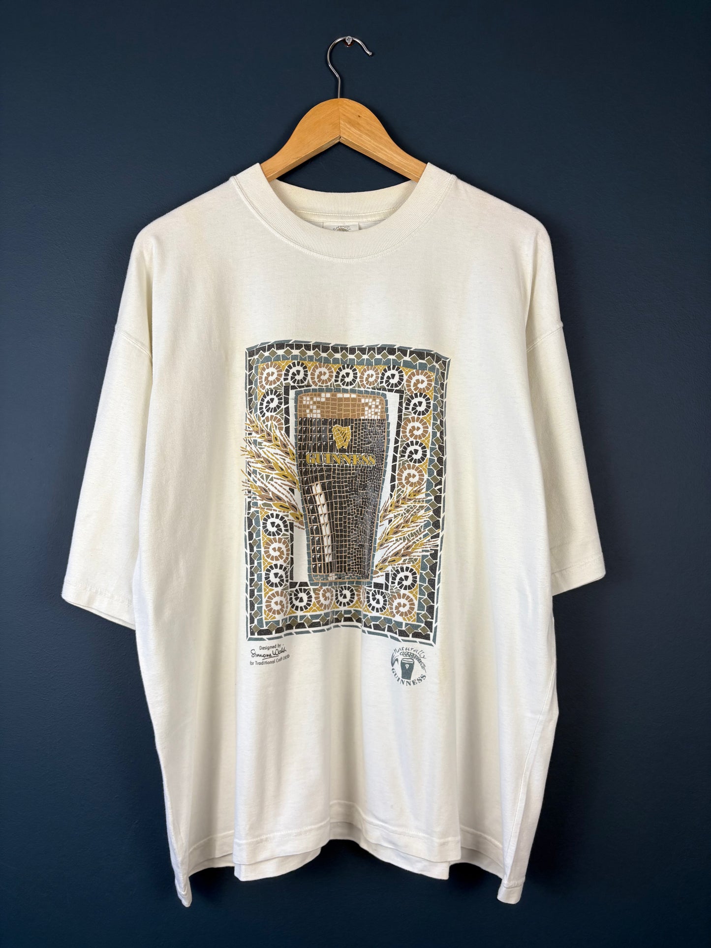 Vintage Guinness 90s Mosaic Cream Tee (L)